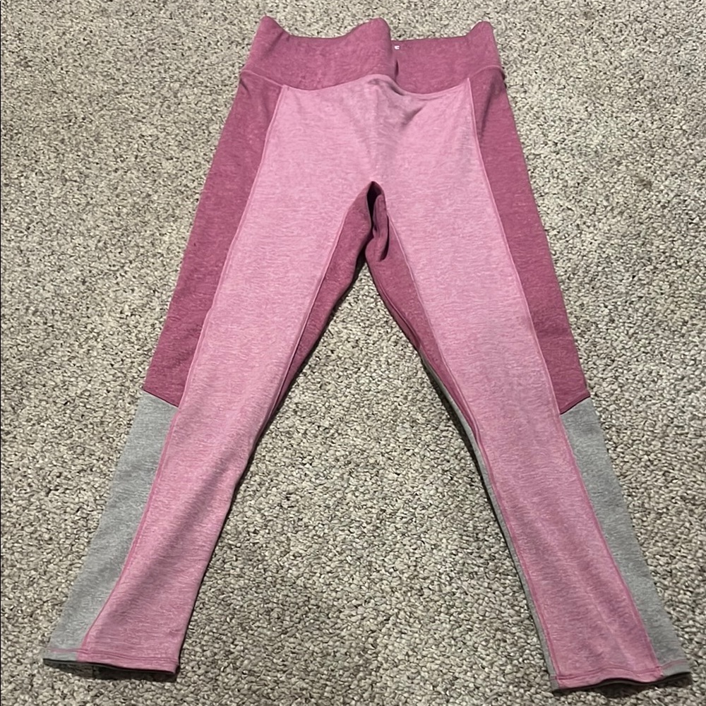 We Over Me Performance Leggings in Pink and Gray